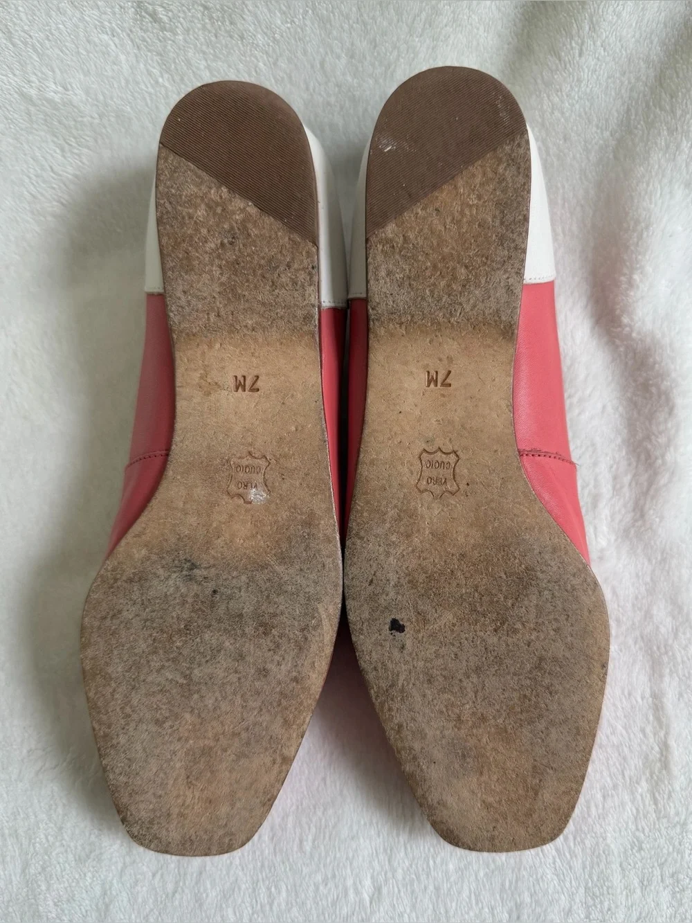 Vintage Enzo Angiolini Liberty Two Toned Pink White Leather Loafers Flats